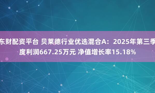 东财配资平台 贝莱德行业优选混合A：2025年第三季度利润667.25万元 净值增长率15.18%