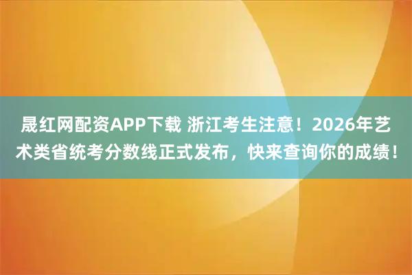 晟红网配资APP下载 浙江考生注意！2026年艺术类省统考分数线正式发布，快来查询你的成绩！